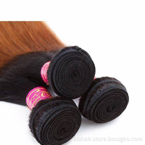 BIS Straight 1B/30 Ombre Bundles With Closure Brazilian Bundles With Closure 100% Remy Hair T Part 4x4 Closure With Bundles